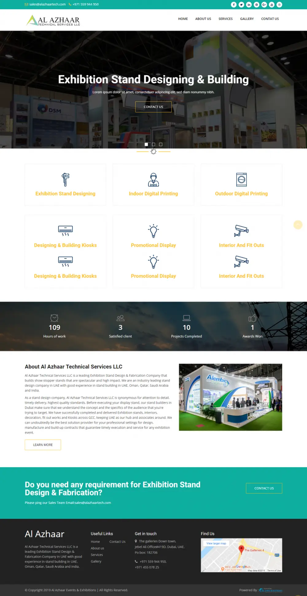 Screenshot of the Al Azhaar Technical Services LLC website designed by JKL Info Solutions