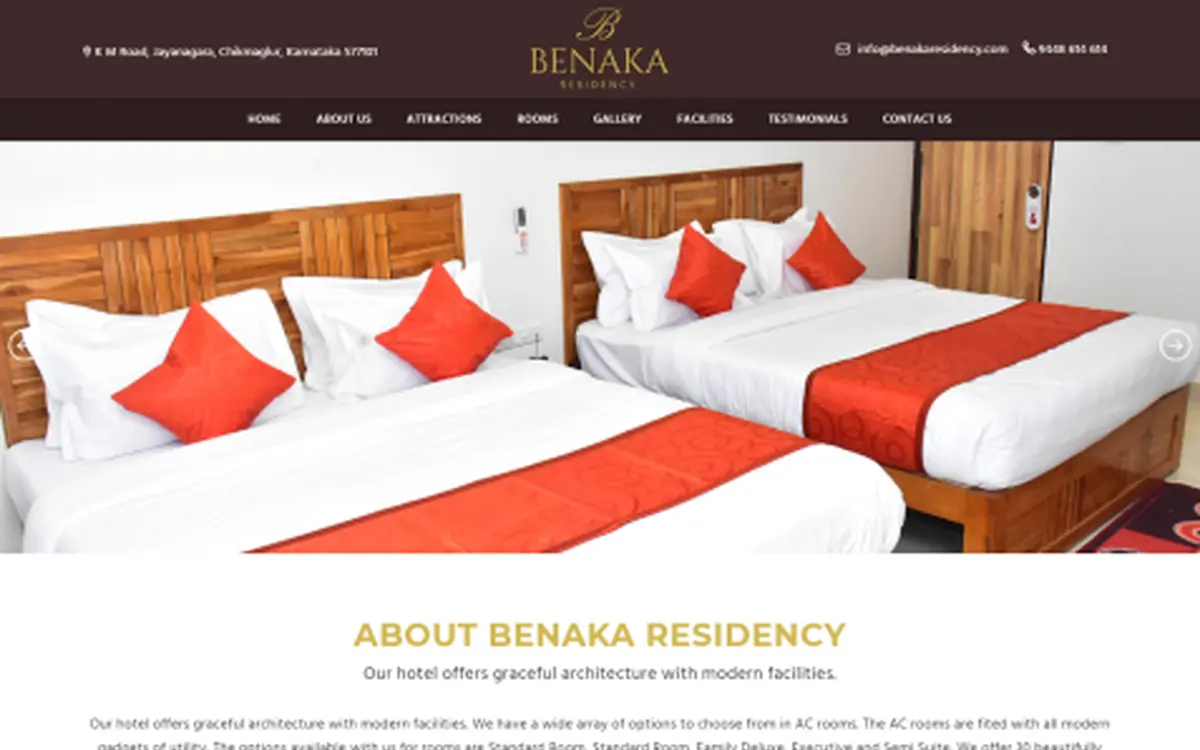 Screenshot of the Benaka Residency website