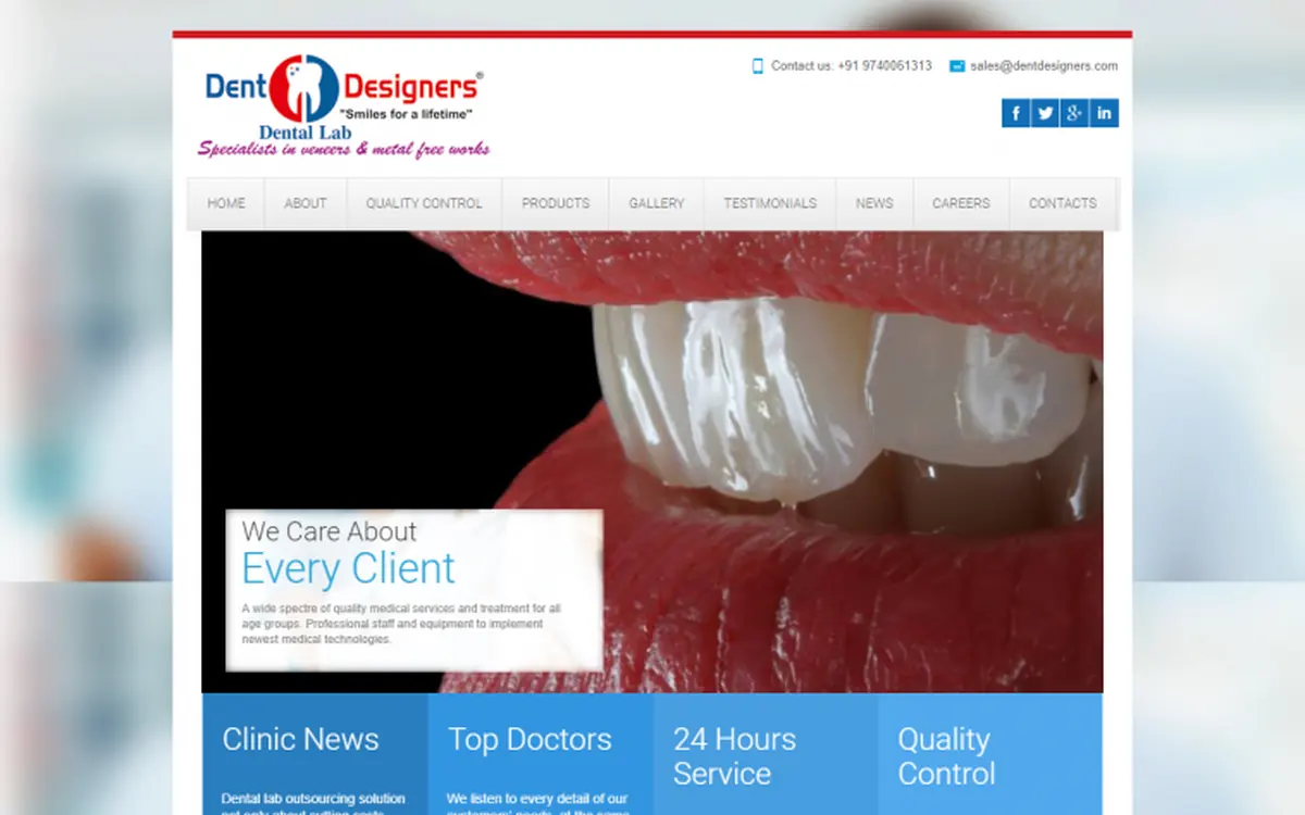 Screenshot of the Dent Designers website