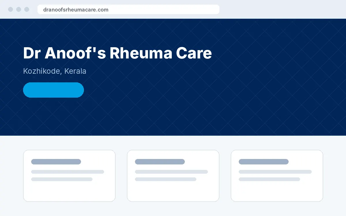 Screenshot of the Dr Anoof's Rheuma Care website