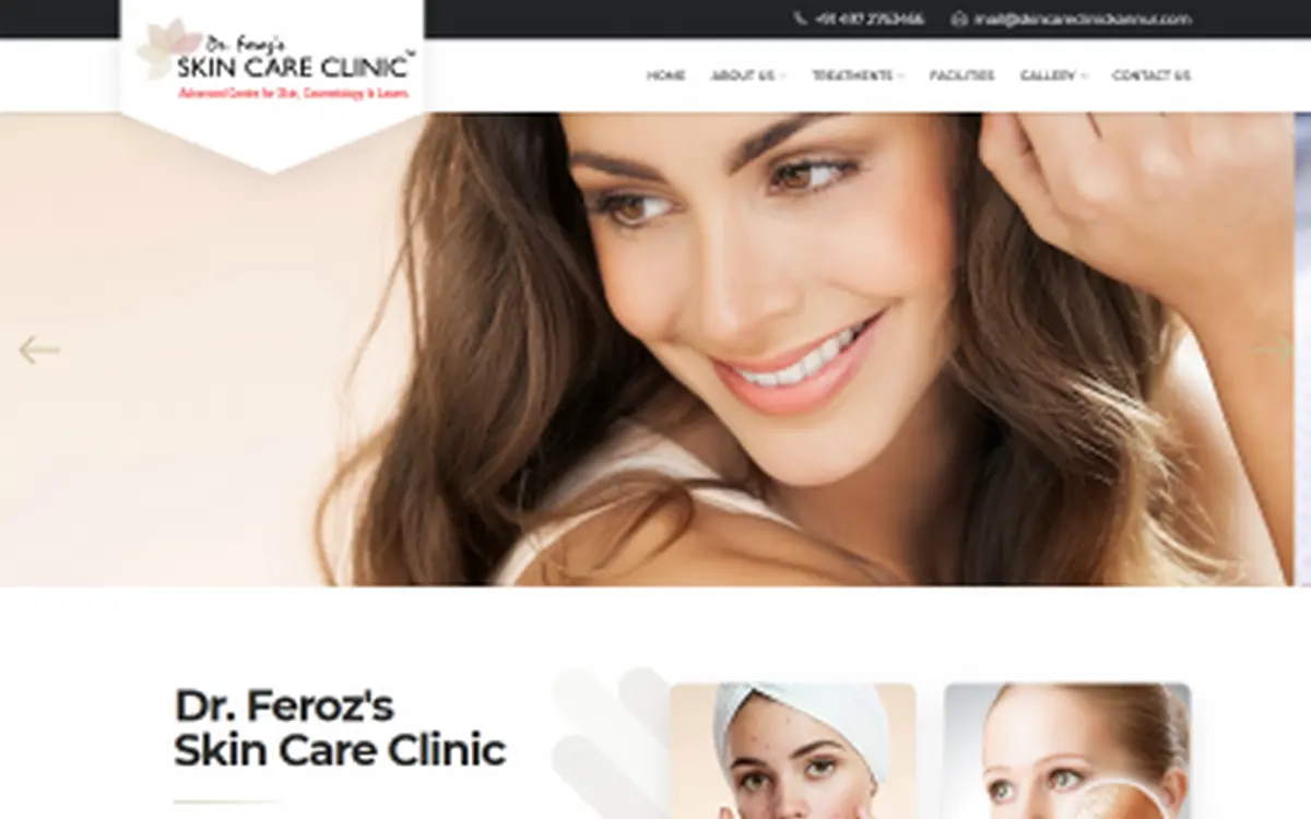 Screenshot of the Dr Feroz's Skin Care Clinic website