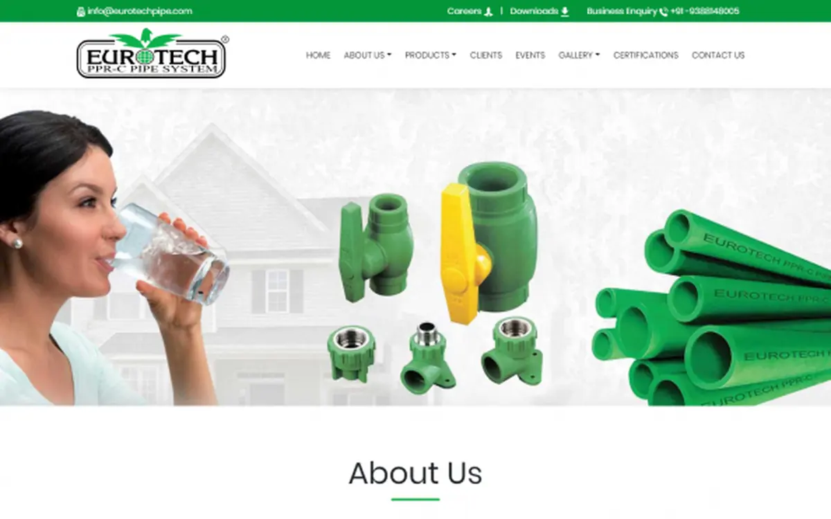 Screenshot of the Eurotech Pipe website