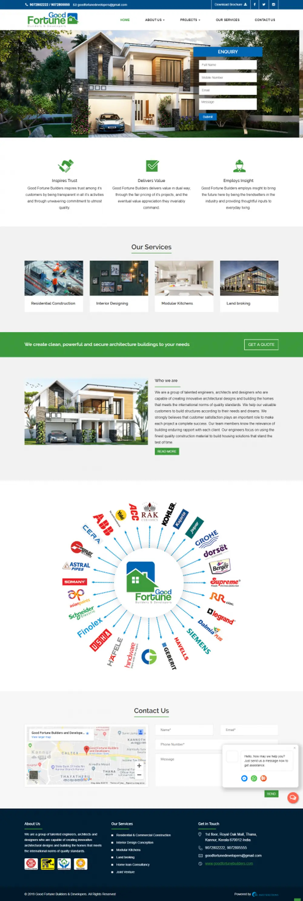 Screenshot of the Good Fortune Builders website designed by JKL Info Solutions