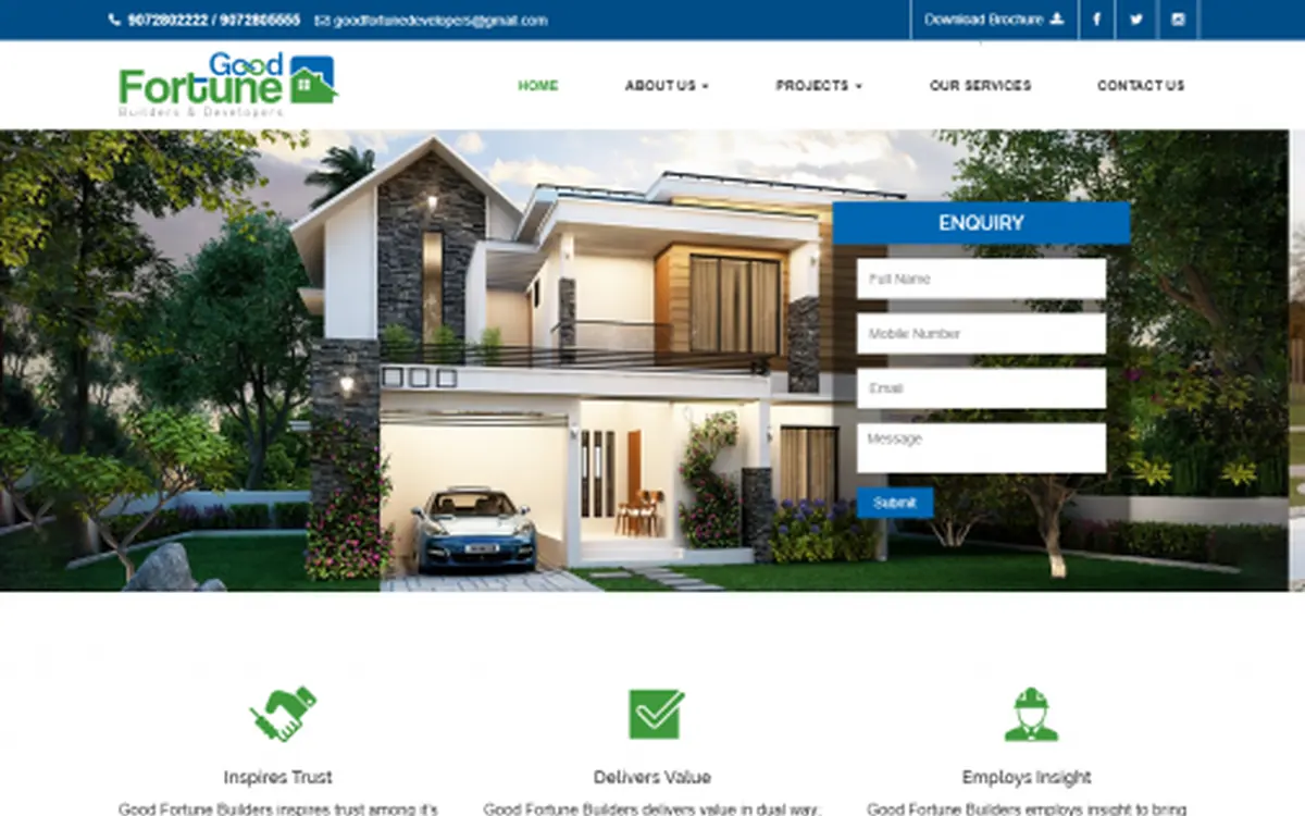 Screenshot of the Good Fortune Builders website