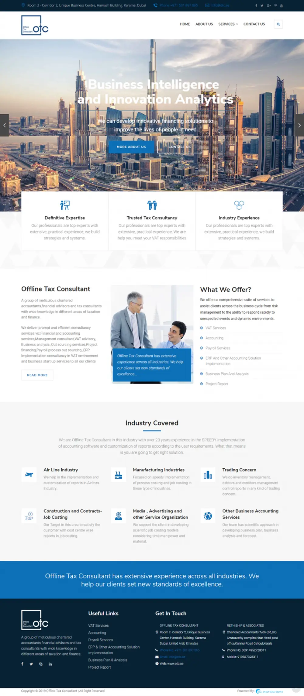 Screenshot of the Offline Tax Consultant website designed by JKL Info Solutions