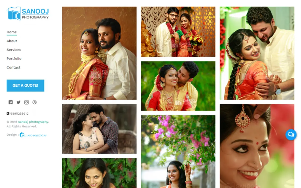 Screenshot of the Sanooj Photography website