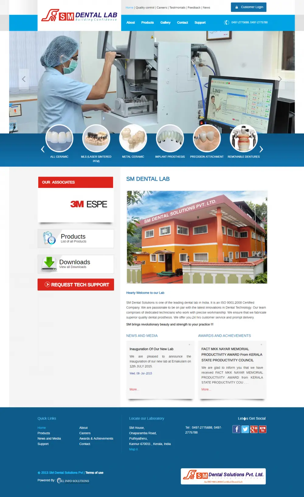 Screenshot of the SM Dental Solutions website designed by JKL Info Solutions