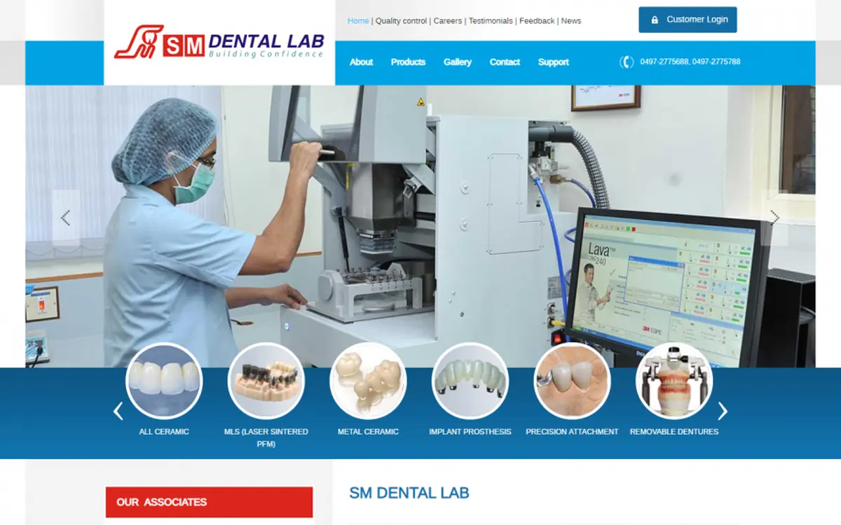 Screenshot of the SM Dental Solutions website