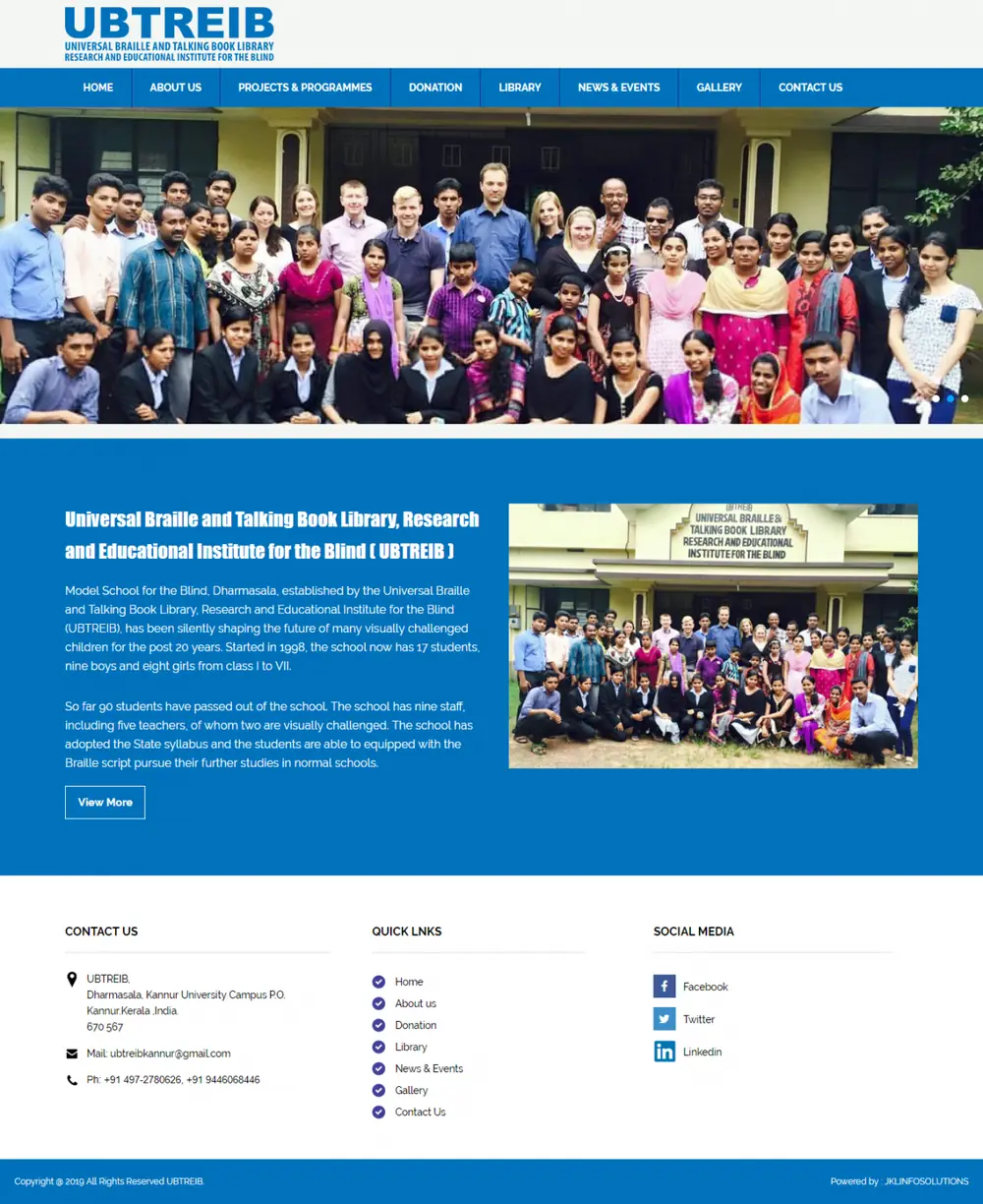 Screenshot of the UBTREIB website designed by JKL Info Solutions