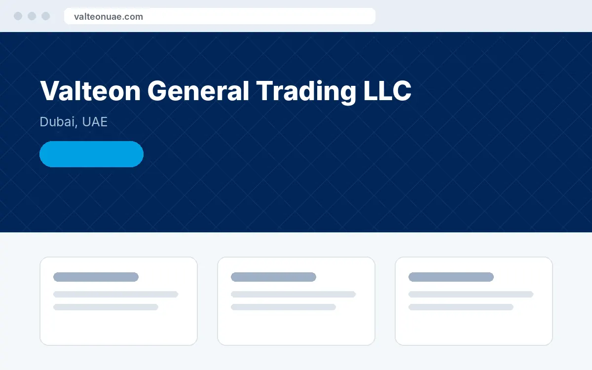 Screenshot of the Valteon General Trading LLC website